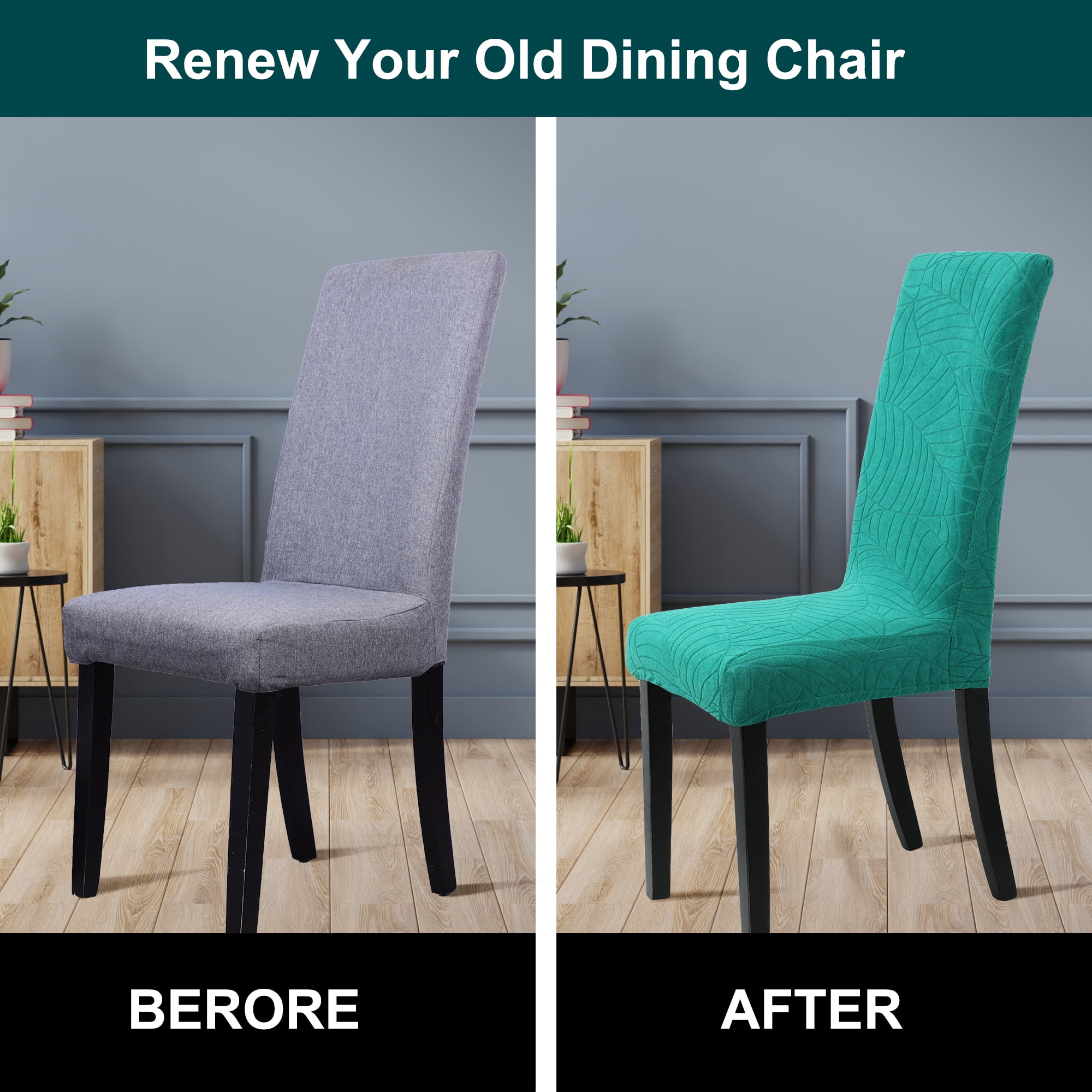 Unique Bargains Jacquard Stretch Removable Dining Room Chair Covers 2 Teal