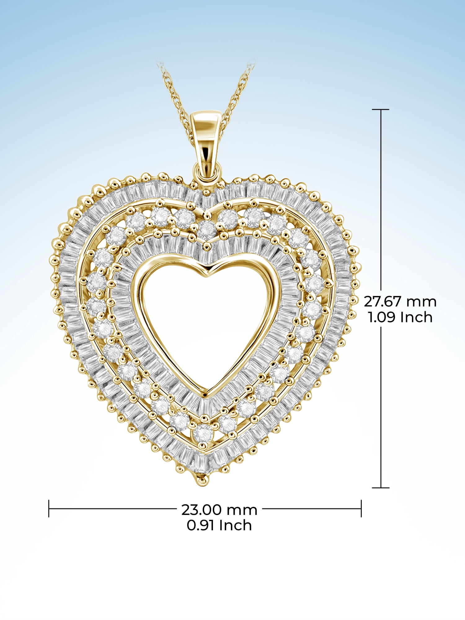 JewelersClub 1.00 Carat T.W. White Diamond 14K Gold Over Silver Heart Pendant