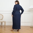 thumbnail image 3 of AURA Plus Size Winter Washed Denim Midi Dress Long Sleeve Belted A Line Casual Style, 3 of 6