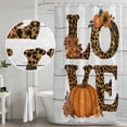 thumbnail image 5 of Orange Pumpkins Fall Shower Curtain, Waterproof Shower Curtains for Bathroom, Thanksgiving Botanical Love Wooden Washable Fabric Bathtub Curtain Set Bath Decor with 12 Hooks 48"x72", 5 of 8