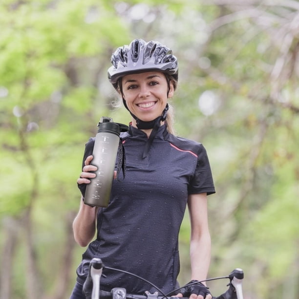 Botella de agua deportiva de 1000ml con marcador de tiempo copas
