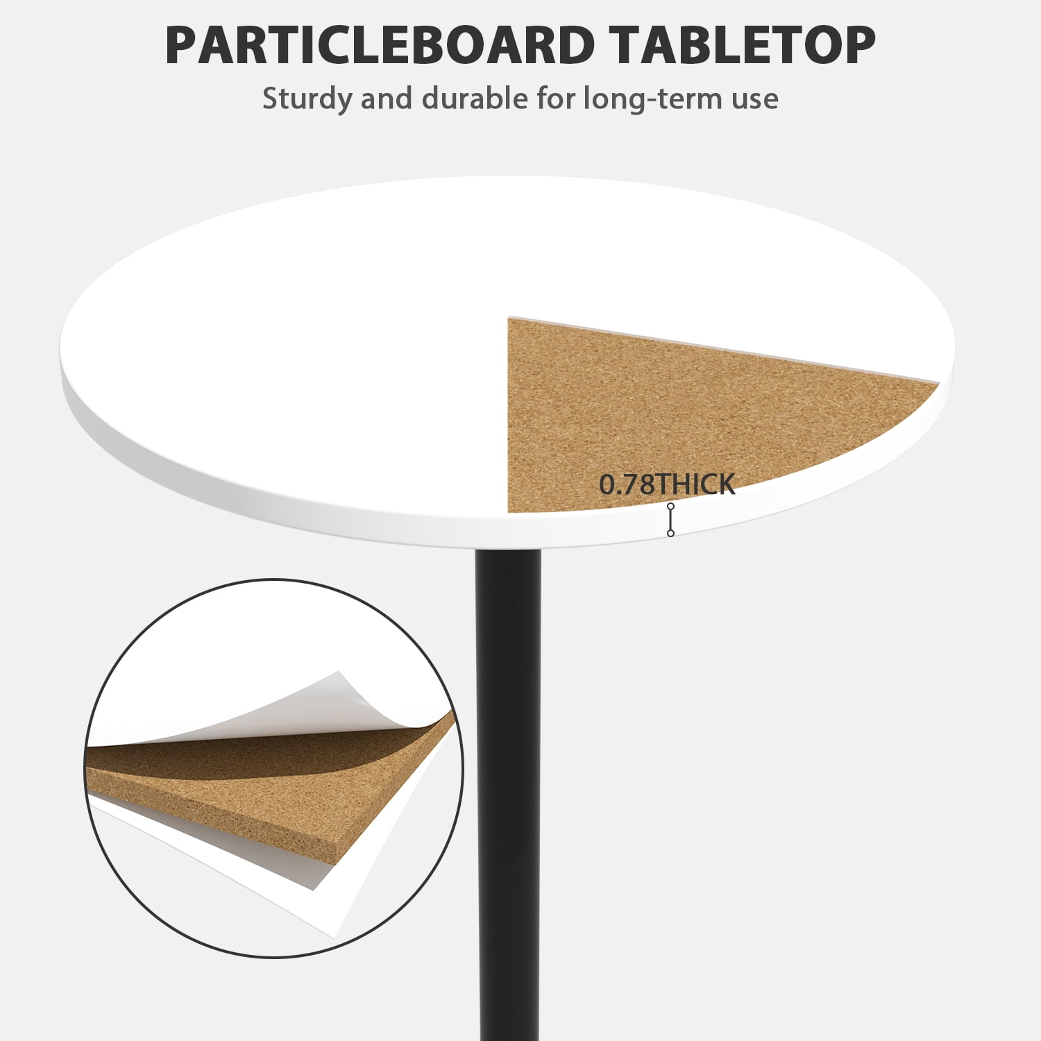 YRLLENSDAN 38.9 Inch Cocktail Tables for Parties Bar Height, Round High Top Tables Pub Tables High Bar Table Tall Bistro Table, White
