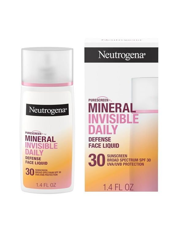 Neutrogena Purescreen+ Invisible Daily Defense Mineral Sunscreen for Face with SPF 30, Broad Spectrum Mineral Sunscreen with Vitamin E, Water Resistant, Fragrance-Free, 1.4 fl. oz