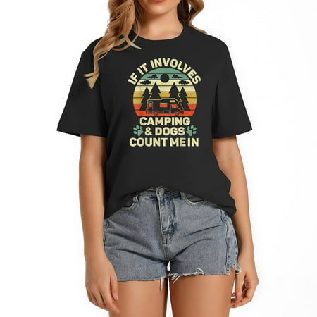 Camping And Dogs Lover Funny Camper Van Camping T-Shirt