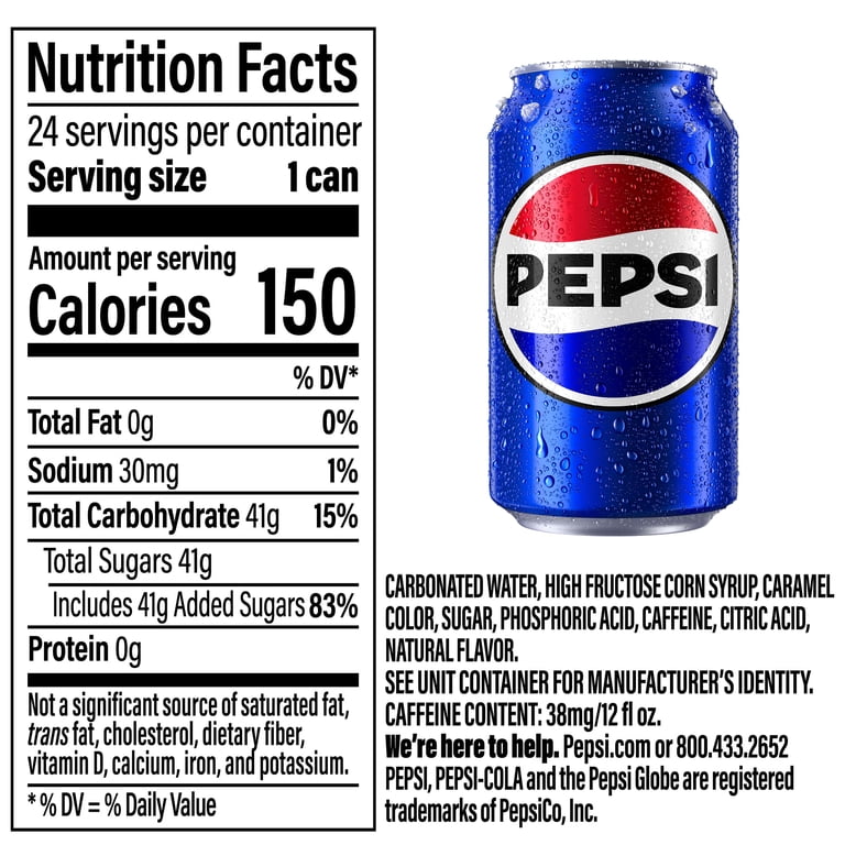 Pepsi Cola Soda Pop, 12 fl oz Cans, 24 Pack, Recyclable - Walmart.com