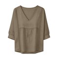thumbnail image 7 of Women's Plus Size Peplum Lace Top V Neck 3/4 Sleeve, 7 of 7