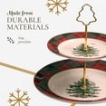 thumbnail image 4 of Spode Christmas Tree Tartan 2-Tiered Server, Holiday Cupcake Stand, Dessert Display Set, Earthenware Serving Platter, 10" & 8" Plates, Dishwasher Safe Serveware for Appetizers, Desserts, Cookies, 4 of 7