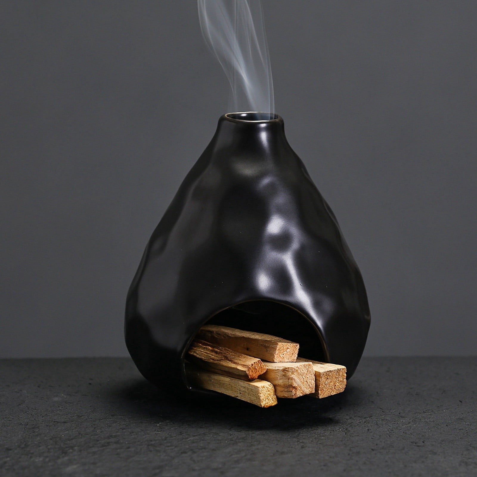 5" Ceramic Incense Burner Bowl - Handmade Sacred Wood & Sage Burning Holder for Energy Cleansing, Smudging, Yoga & Meditation - Ash Collector with Rough Texture