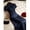 Navy Blue-L, variant on Blue Jacquard Satin Qipao Dress, Short Sleeve Button Front Cheongsam