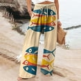 thumbnail image 5 of Wide Leg Pants Women Plus Size High Elastic Waisted Dog Fish Graphic Palazzo Trousers with Pockets Drawstring Loose Fit Lounge Pants, 5 of 5
