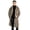 Grey, variant on Men Winter Sable Tiger Stripe Faux Fur Coat Lapel Shawl Knee-length Outwear Long Sleeve Overcoat with Pockets Brown XXL