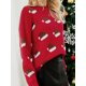 thumbnail image 4 of Lucakuins Suéter de punto casual navideño para mujer, color rojo, manga larga, cuello redondo, gorro navideño, prendas de punto estampadas Lucakuins  moda, 4 of 9