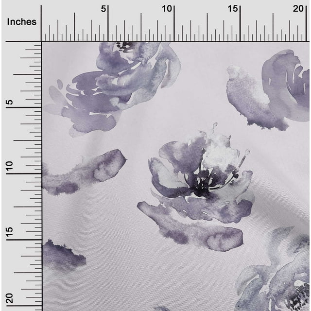 oneOone Polyester Lycra Dusty Violet Fabric Flower Watercolor Craft Projects Decor Fabric Print By The Yard 56 Inches Wide