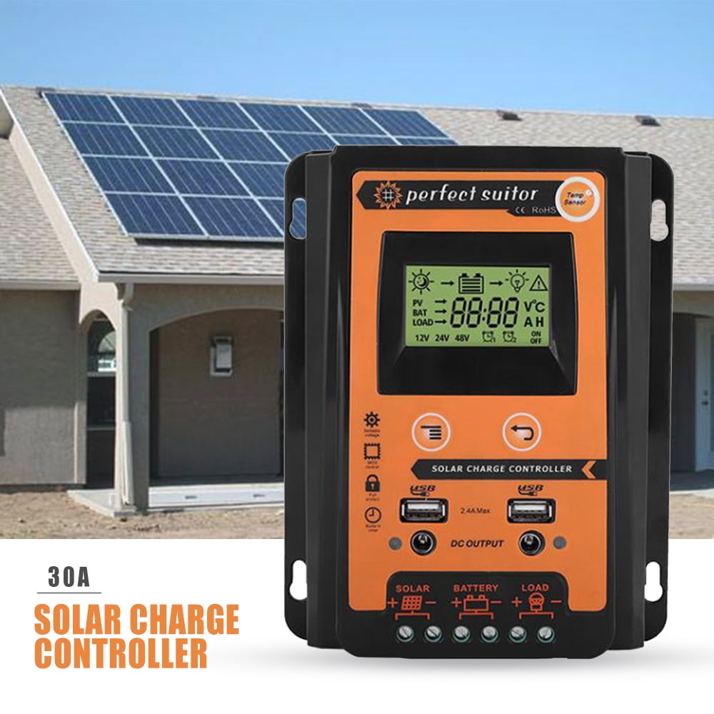 12V/24V 30A MPPT Solar Charge Controller Solar Panel Battery Regulator Dual USB 
