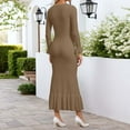 thumbnail image 6 of Women's Casual Long Sleeve Knit Dress Elegant Bodycon Vacation Maxi Dress Slim Fit Winter Fall Outfit Rose Outfits Ruffle Dress Casual Dress Dress Women Vintage Dress Women Maxi Dresses Summer Long, 6 of 6