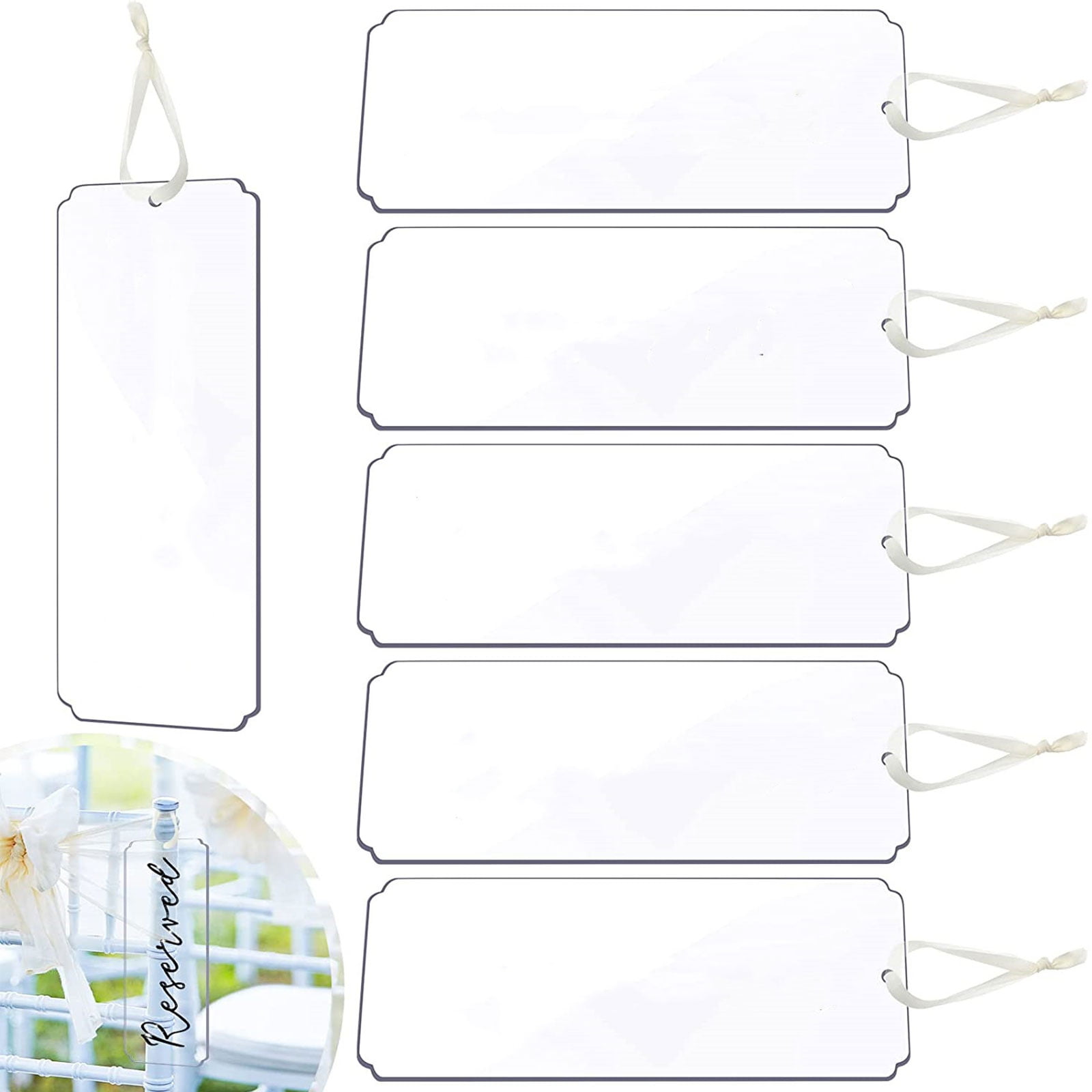 6 Pcs Blank Acrylic Bookmarks Clear Rectangle Acrylic Tags for DIY Place  Cards Welcome Cards 