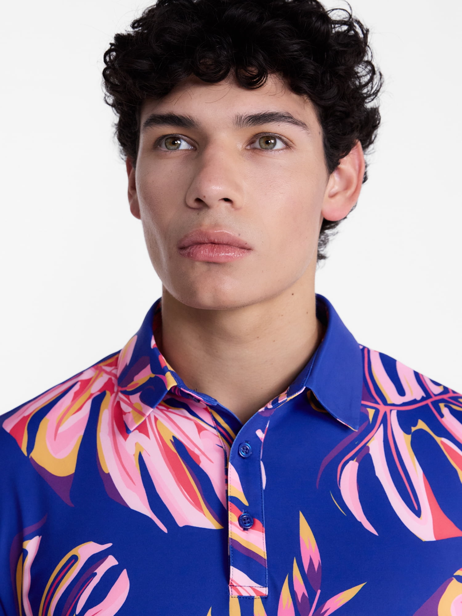 Birdie Bound Men's and Big Men's Vibrant Vines Golf Polo Shirt, Sizes XS-4XLT