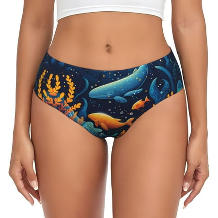Womens Underwear - Whimsical Underwater Fantasy No Show Seamless Underwear for Women  Soft Stretch Sexy Women s Panties  Cute Hipster Ladies Panties Bikini Underwear Briefs