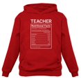 thumbnail image 1 of Tstars Womens Teacher Shirts Back to School Teacher Nutritional Facts Funny Humor Gift for Teacher Teaching School Theme Clothing School Teacher Women Hoodie, 1 of 4