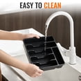 thumbnail image 6 of VEGCOO Utensil Holder with Lid, 6-Compartment Silverware Organizer for Kitchen drawer, Portable Cutlery Caddy for Spoons, Forks, Knives, Large Flatware Storage Box and Utensil Holder , Black, 6 of 7