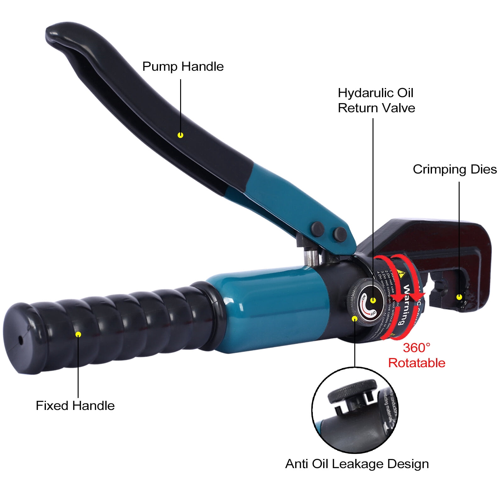 Hydraulic Hand Crimper Tool,Hydraulic Wire Terminal Crimper Swager Battery Cable Lug Crimping Swaging Tool with 9 Pairs Dies,one pair glove,