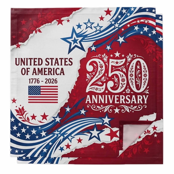 250 Anniversary USA Cloth Napkins, 4th of July 1776-2026 American Flag Washable and Reusable Dinner Napkins Set of 2, Table Napkin for Kitchen Party Birthday Wedding Hotel Housewarming 20"x20"