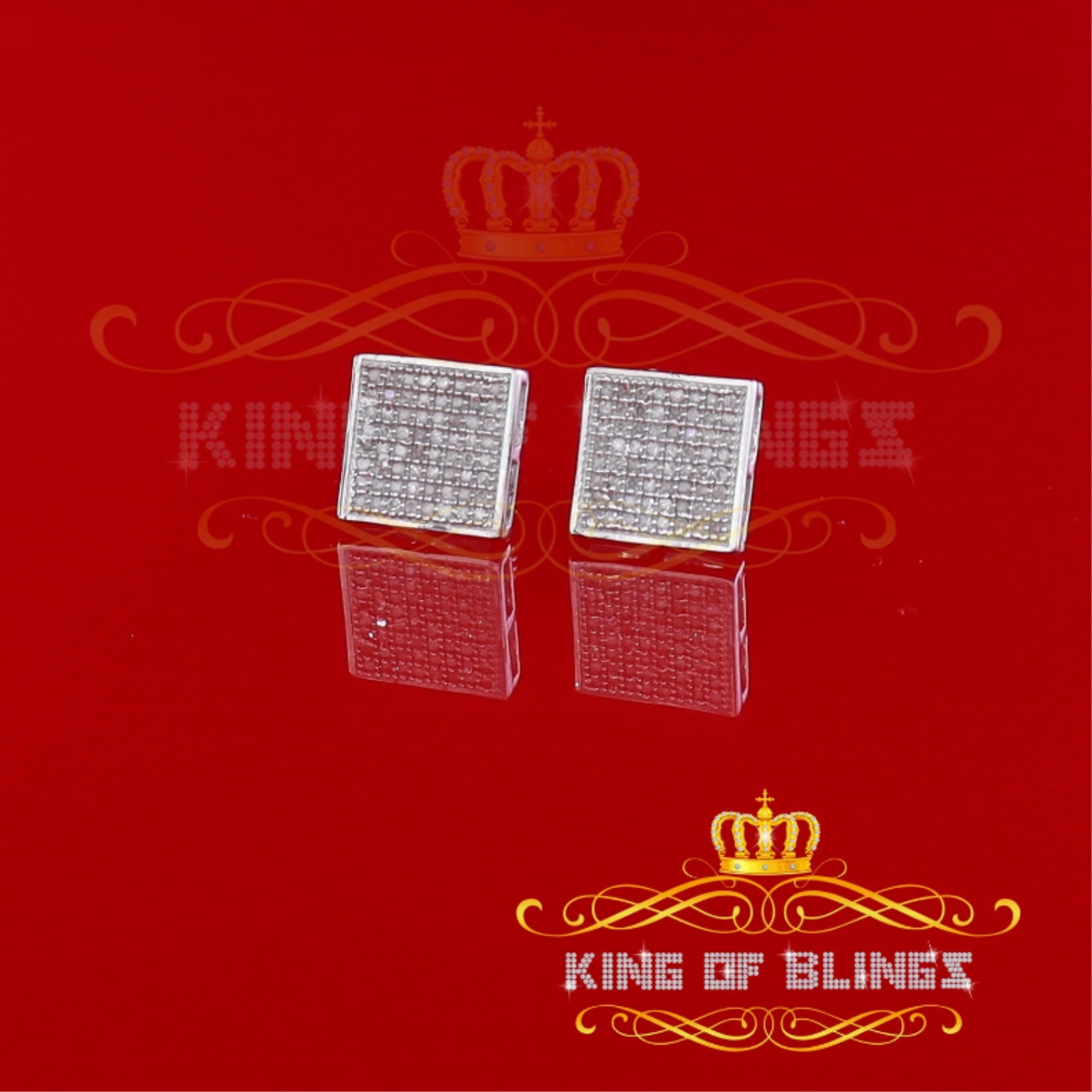 King of Bling's 925 Sterling Silver 0.33ct Diamond Real For Women's & Men's White Stud Earrings