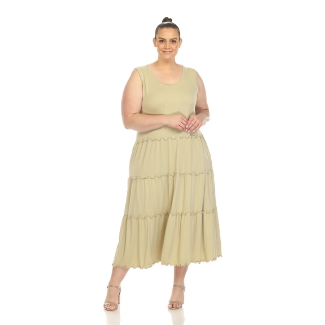 White Mark Robe Midi à Étages à Encolure Dégagée pour Femme