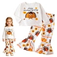 thumbnail image 2 of mgoYE Toddler Baby Girl Thanksgiving Outfit Sweatshirt Flared Pants Crewneck Sweatshirt Bell Bottom Pants Set Fall Winter Clothes, 2 of 9