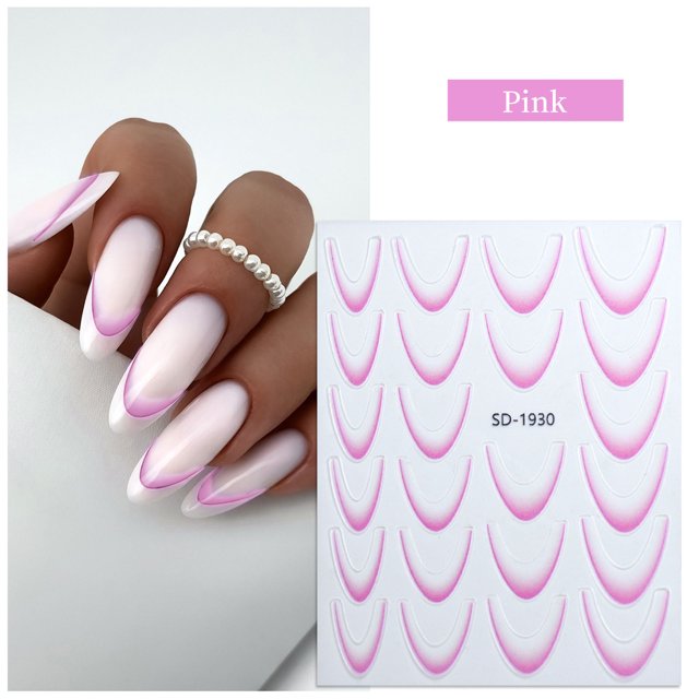 Pegatinas para uñas con degradado francés. Decoración fácil de uñas. Larga duración