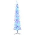 thumbnail image 1 of HOMCOM 7' Slim Artificial Christmas Tree with Colourful LED Lights, White, 1 of 10
