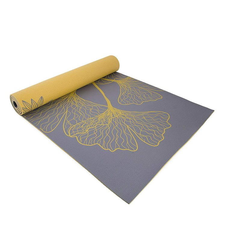 CAP Yoga Reversible Yoga Mat, 5mm with Carry Strap, Dahlia and
