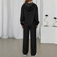 thumbnail image 4 of Wutalume Women's Casual 2-Piece Hoodie Set, Solid Color Long Sleeve Zip Up Hoodie with Pockets and Joggers, Loungewear Outfit,Black S, 4 of 5
