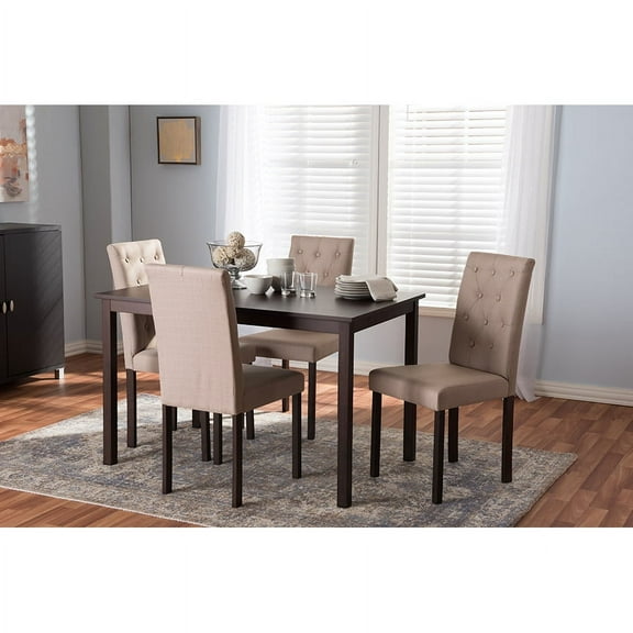 Baxton Studio Gardner Modern and Contemporary 5-Piece Dark Brown Finished Fabric Upholstered Dining Set, Multiple Colors