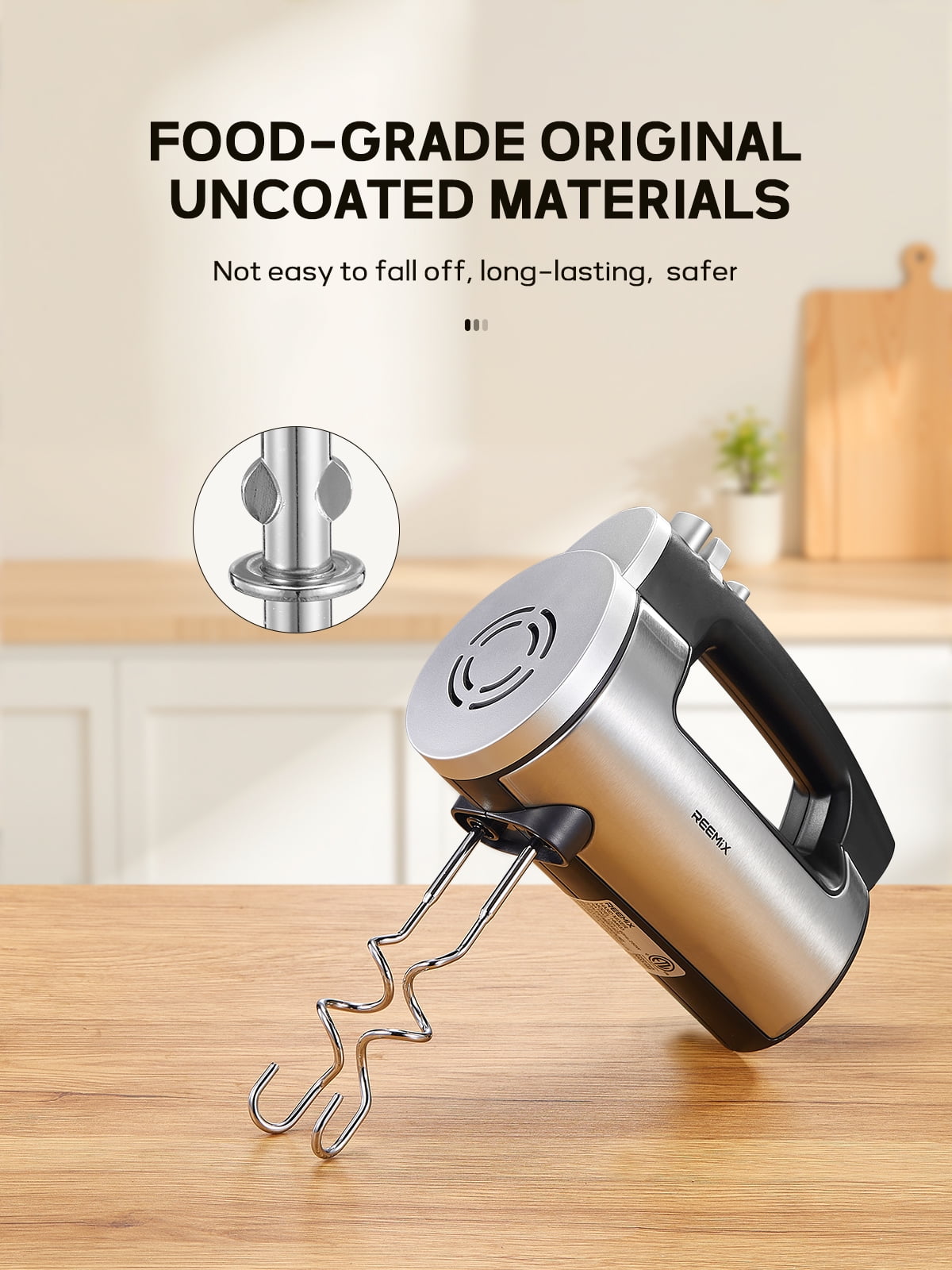 Reemix Hand Mixer - 7-Speed (6+Turbo Boost) Electric Mixer, 300W Powerful Motor, Dishwasher-Safe, One-Touch Eject