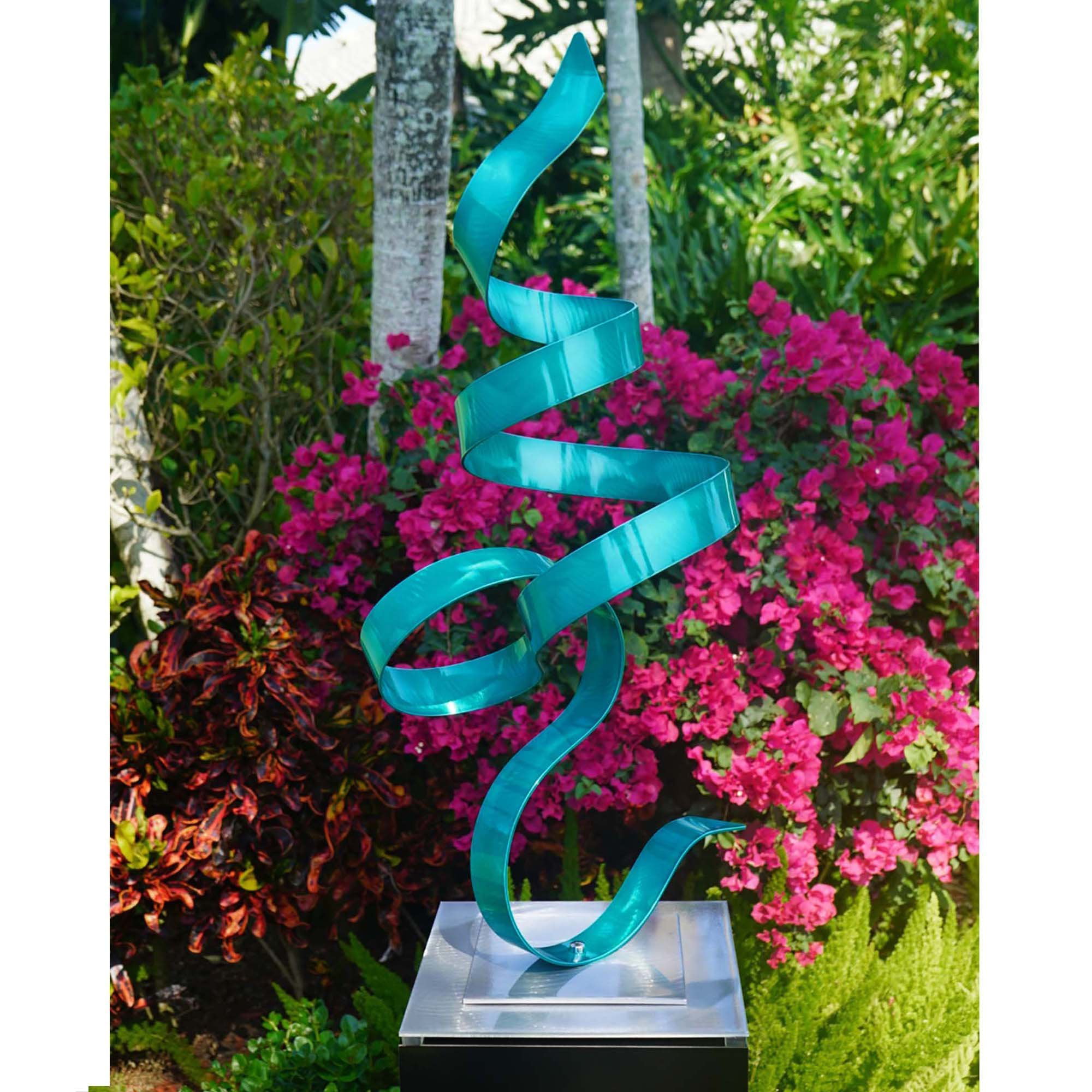 Statements2000 Abstract Metal Garden Sculpture by Jon Allen Teal Perfect Moment 