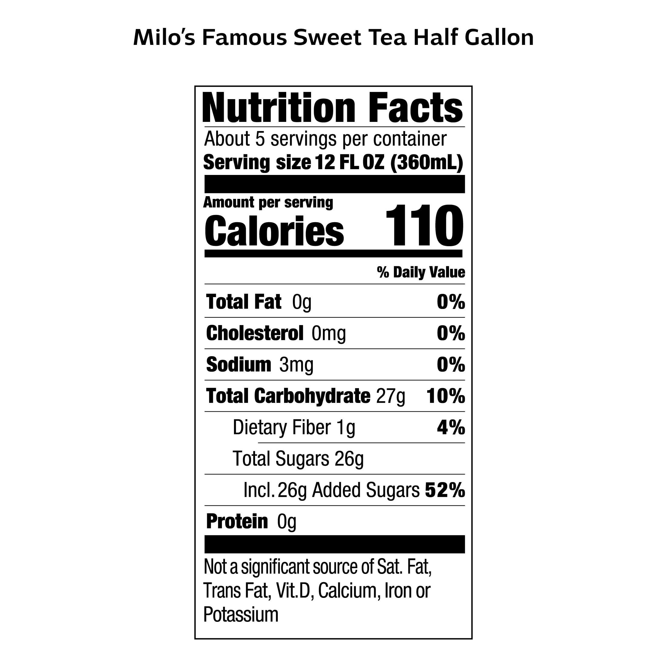 Milo's Sweet Iced Tea Half Gallon, Fresh Brewed Refrigerated Tea 64 fl oz