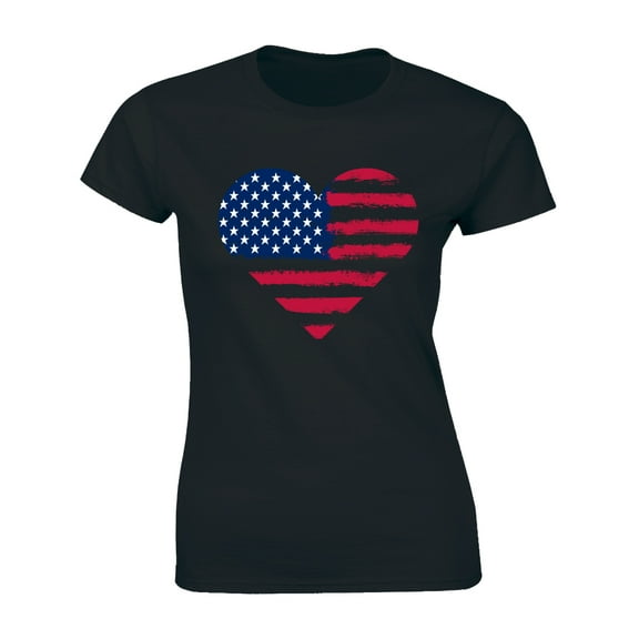America American In A Heart Shape USA Flag Stateside Themed Womens T-Shir T-Shirt