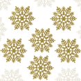thumbnail image 1 of 24 piezas de adornos navideños de plástico con forma de copo de nieve y purpurina con 24 cuerdas plateadas para decoración navideña de ventanas (10 cm, dorado), 1 of 8