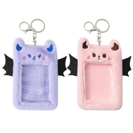 

2Pcs ID Card Holder Clip Plush Card Holder Postcard Holder Plush Postcard Sleeve Student Holder