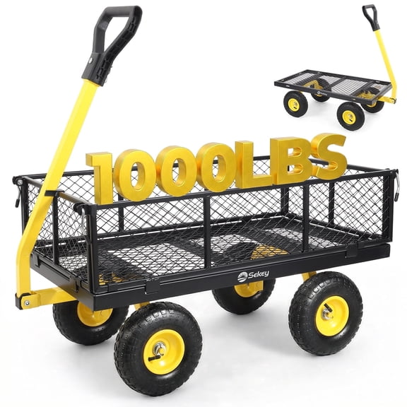Sekey 1000 lb Capacity Utility Wagon with Foldable Feature, Black