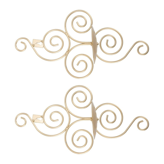 Wall Candle Holder, Wall Mounted Candlestick Swirl Iron Art Pattern For Living Room For Cafe Bar Gold
