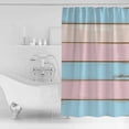 thumbnail image 4 of Pink Blue Wood Grain Shower Curtains for Bathroom Waterproof Fabric Bath Curtains Decor Bath Tub Curtain Farmhouse Country Shabby Striped Decorative Shower Curtain Sets with 12 Hooks, 72x72 Inch, 4 of 6