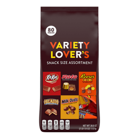 Hershey, Chocolate and Peanut Butter Assortment Snack Size Candy, Bulk Candy, 39.8 oz, Variety Bag, 80 Pieces