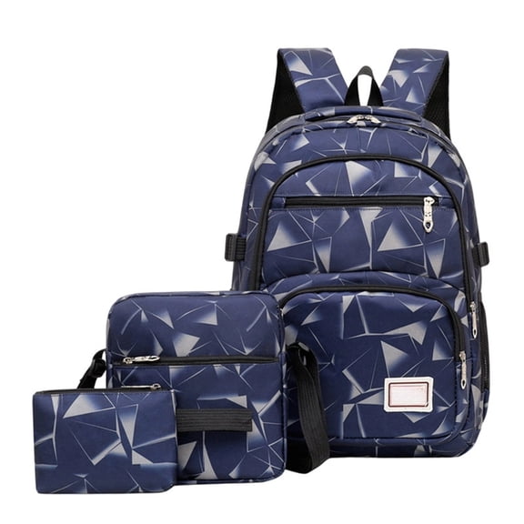 TGPMGRZ School Backpack with Lunch Box School Bag for Middle High School Fashion 3D Graphic Navy