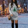 thumbnail image 2 of Long Sweater Dress,女装休闲长袖圆领对比色针织衫, 2 of 6