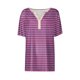 thumbnail image 3 of Camiseta de Manga Corta para las Mujeres con Cuello en V de Impresión de Rayas con Botón, Blusa Casual para el Hogar Y Diario, 3 of 5