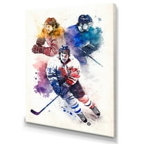 Designart Three Hockey Players During Game I Canvas Wall Art