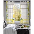 thumbnail image 3 of Lemon Gnomes Sheer Curtains 45 Inch Length 2 Panels Set for Living Room/Bedroom, Summer Country Yellow Fruit Wooden Plaid Kitchen Curtains Grommet Semi-Sheer Curtains Window Treatments 42"x45"x2, 3 of 7
