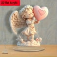 thumbnail image 5 of Angel Cherub Balloon Valentine's Ornament Pearl White 2D Acrylic Cloud Figurine Delicate Home Shelf Decor for Valentine's Day Gifts​, 5 of 6